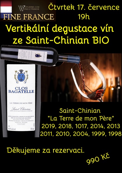 Čtvrtek 17. července od 19h : Vertikální degustace vín  ze Saint-Chinian BIO